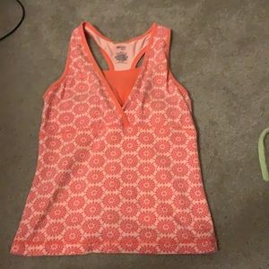 Orange and pink flowered razorback tank! Medium. Brand Danskin